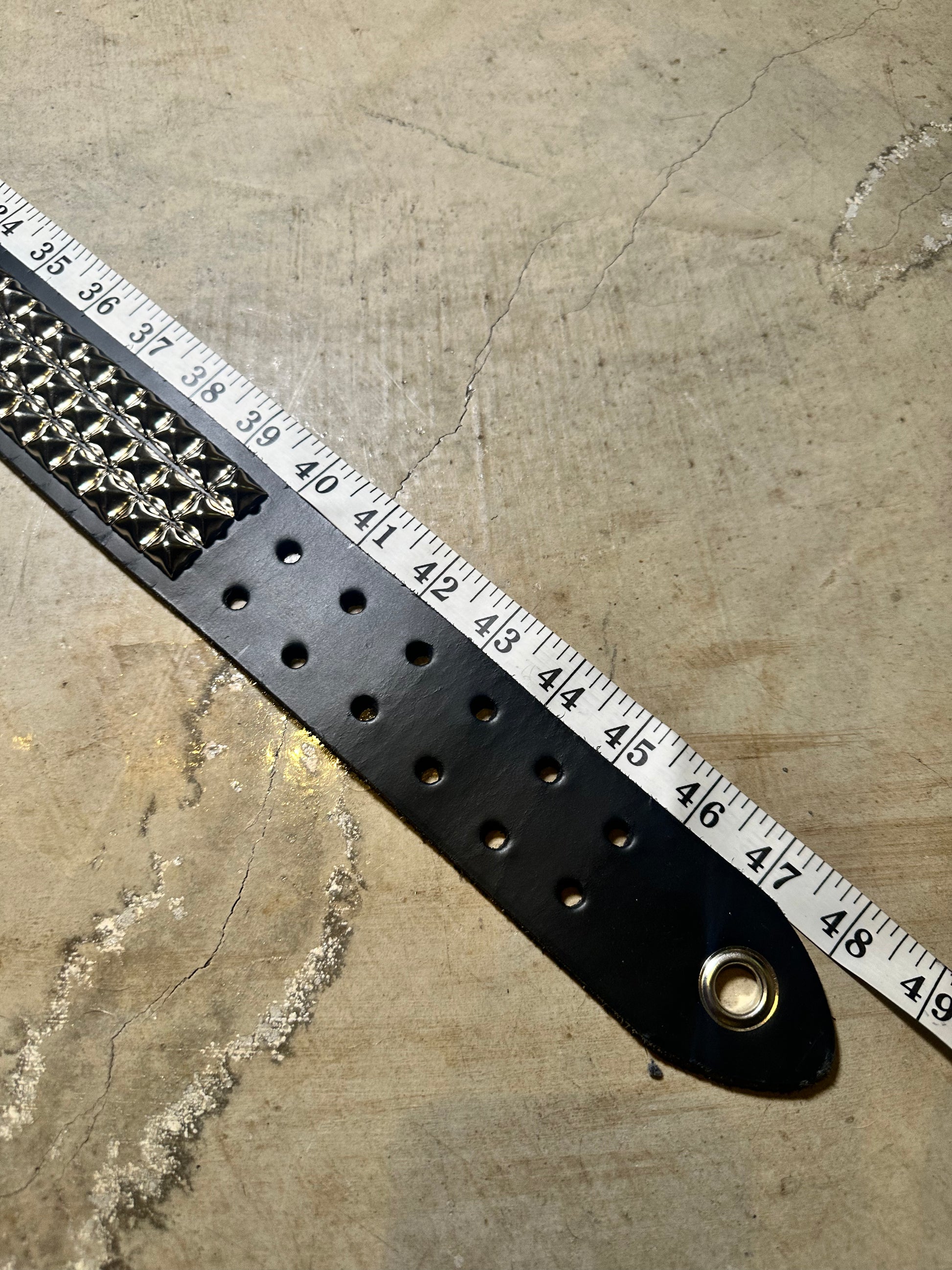 Large Handmade 3-Row Pyramid Studded Belt (Pointed Tip)