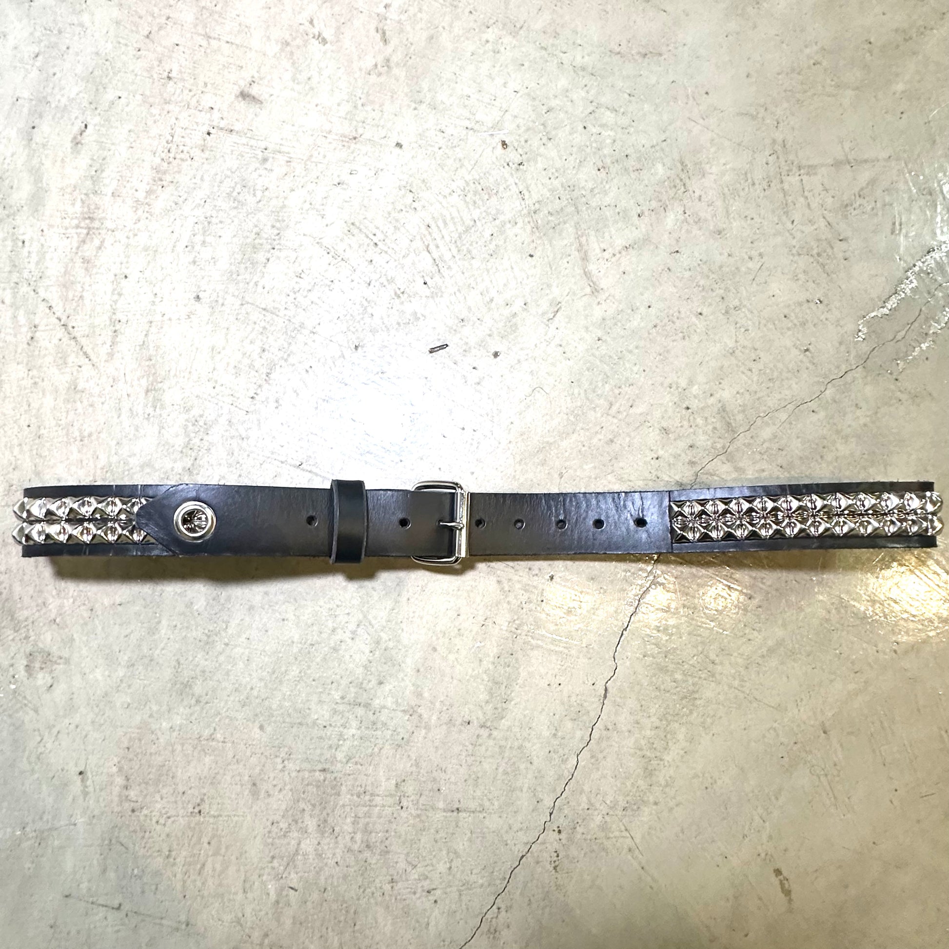 Large Handmade 2-Row Pyramid Studded Belt (Pointed Tip)