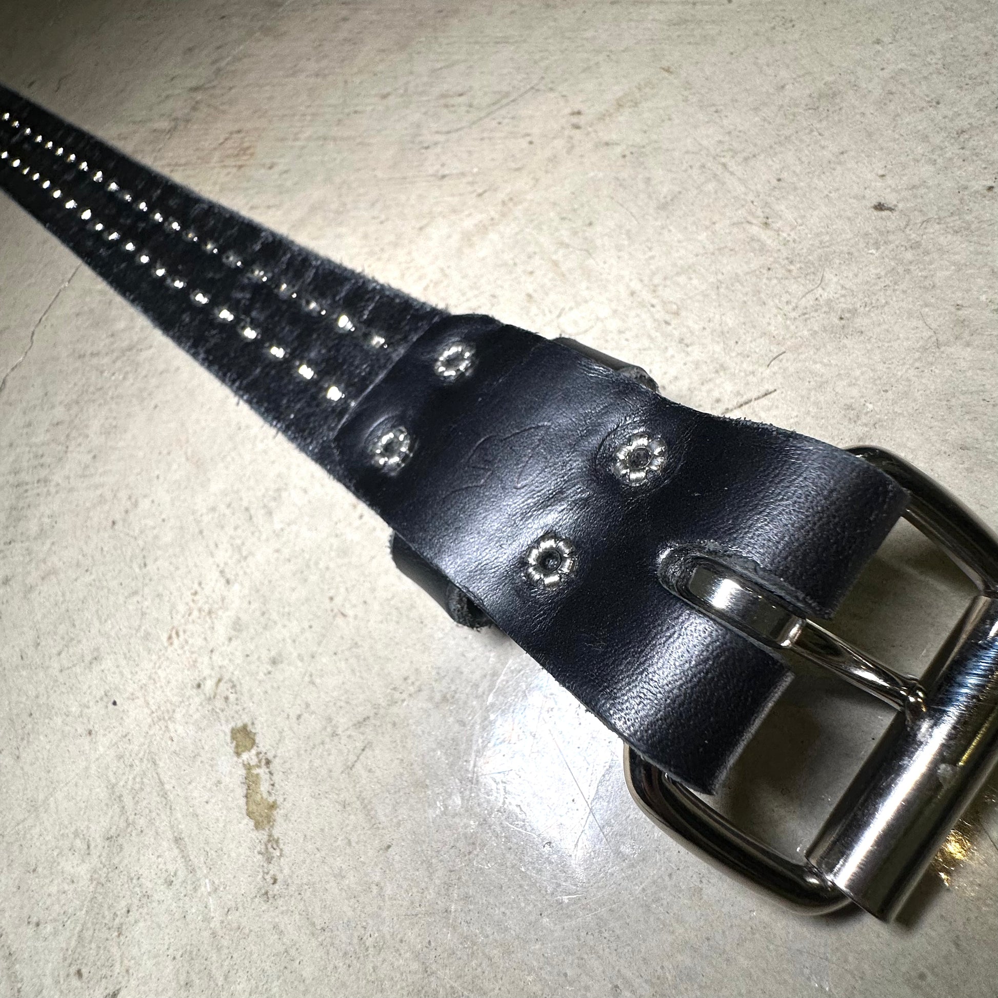 Large Handmade 2-Row Pyramid Studded Belt (Pointed Tip)