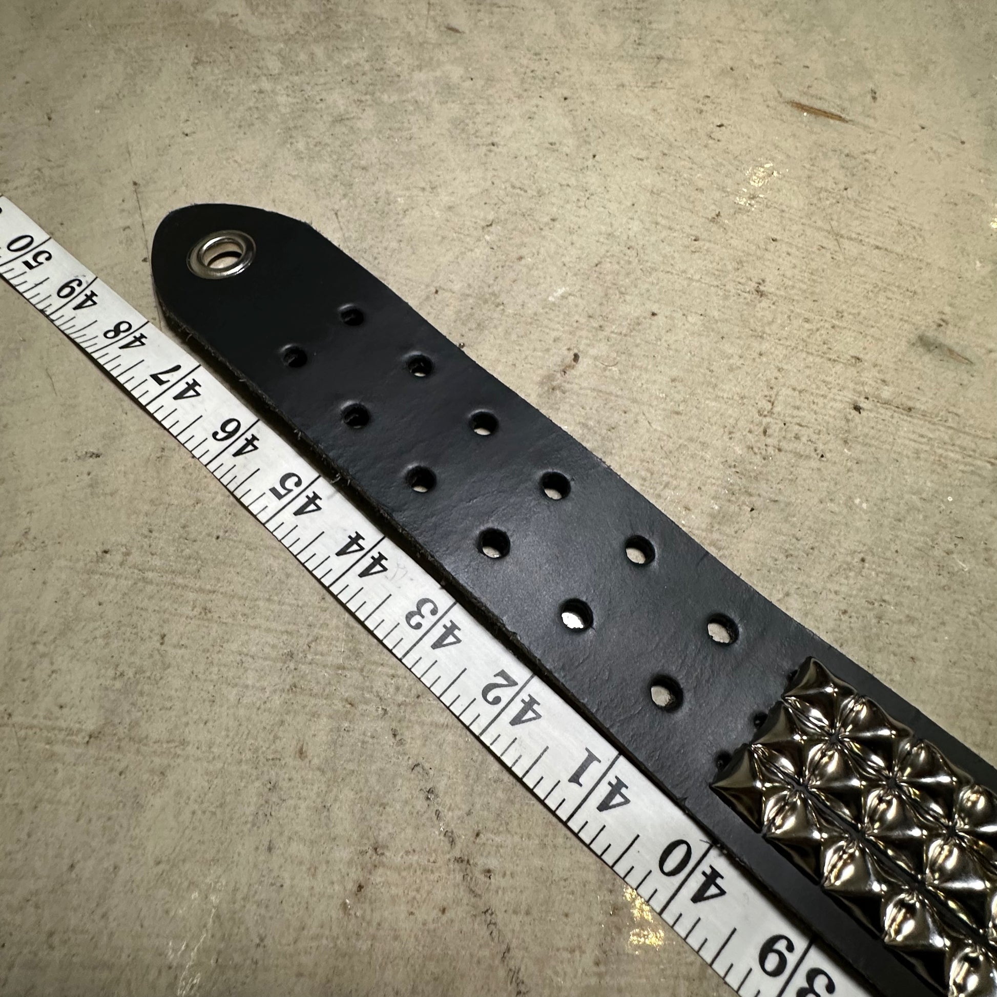 Large Handmade 3-Row Pyramid Studded Belt (Pointed Tip)