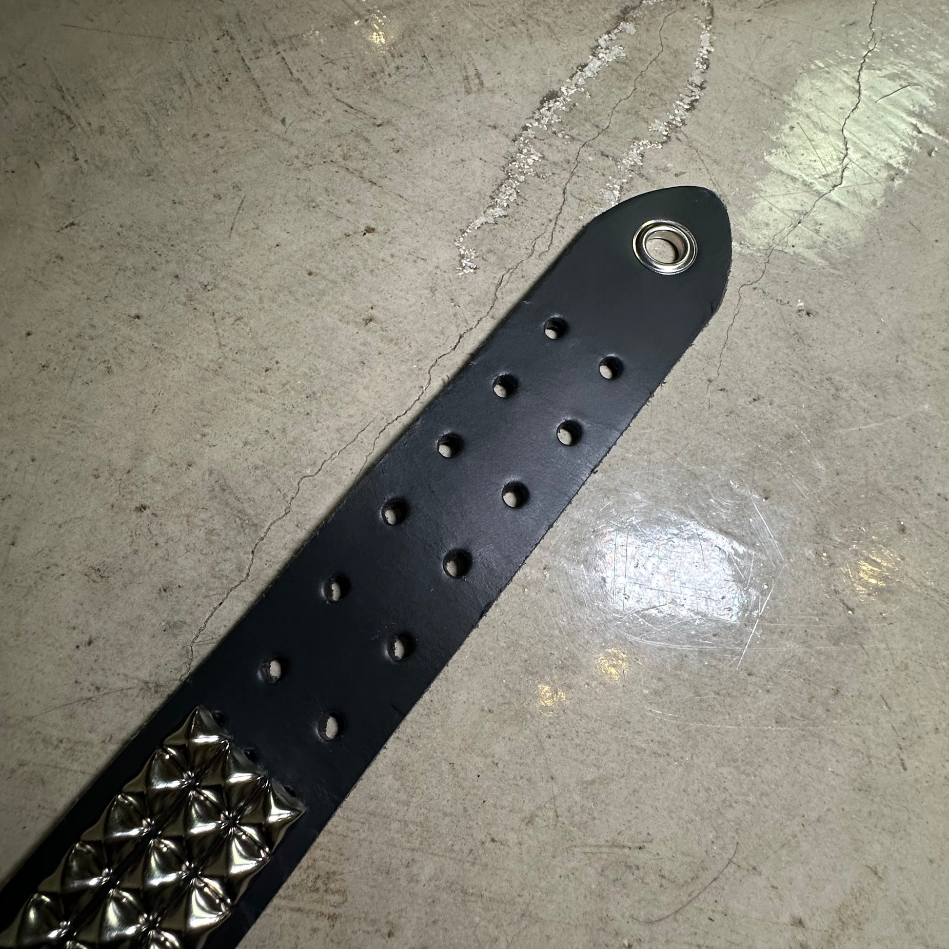 Large Handmade 3-Row Pyramid Studded Belt (Pointed Tip)