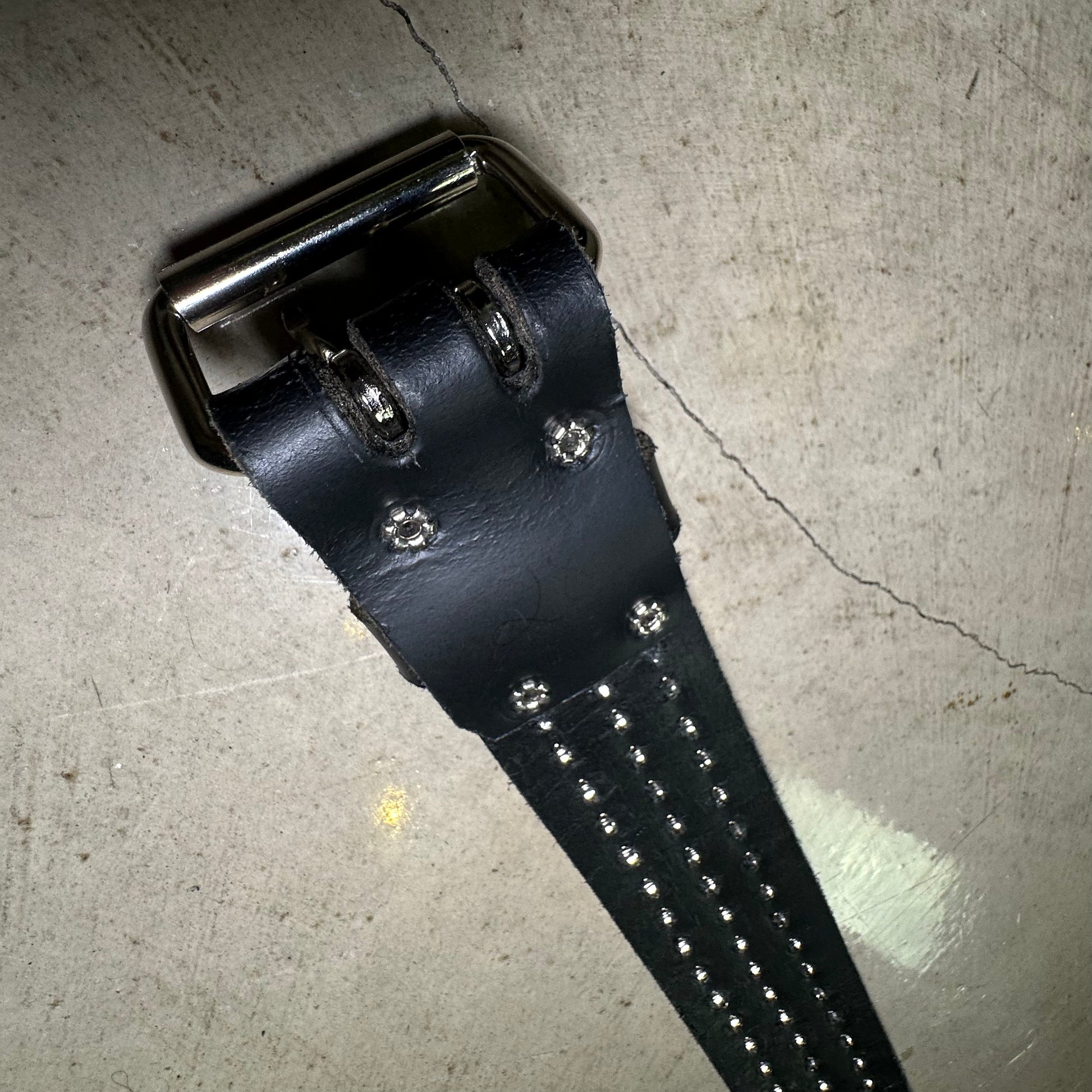 Large Handmade 3-Row Pyramid Studded Belt (Pointed Tip)