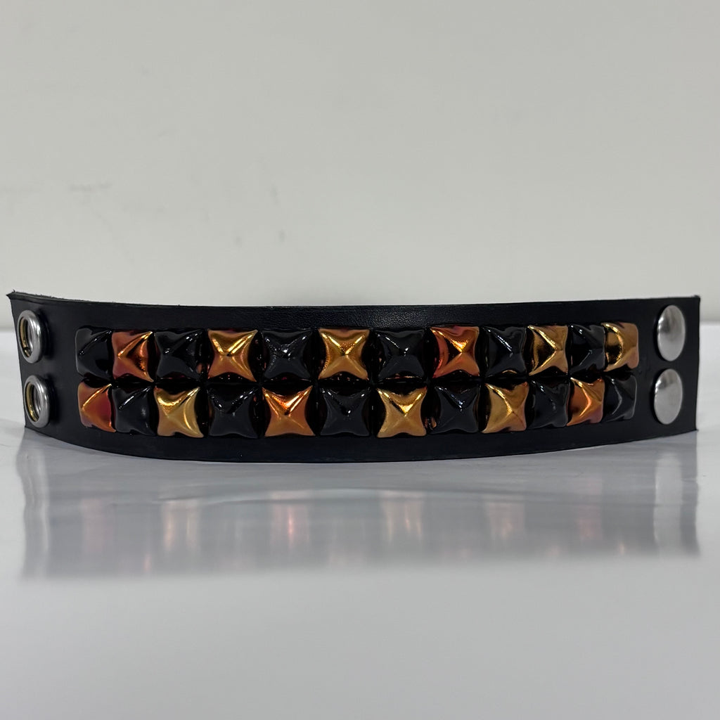 FIRE ORANGE/BLACK 2 ROW STUDDED CUFF