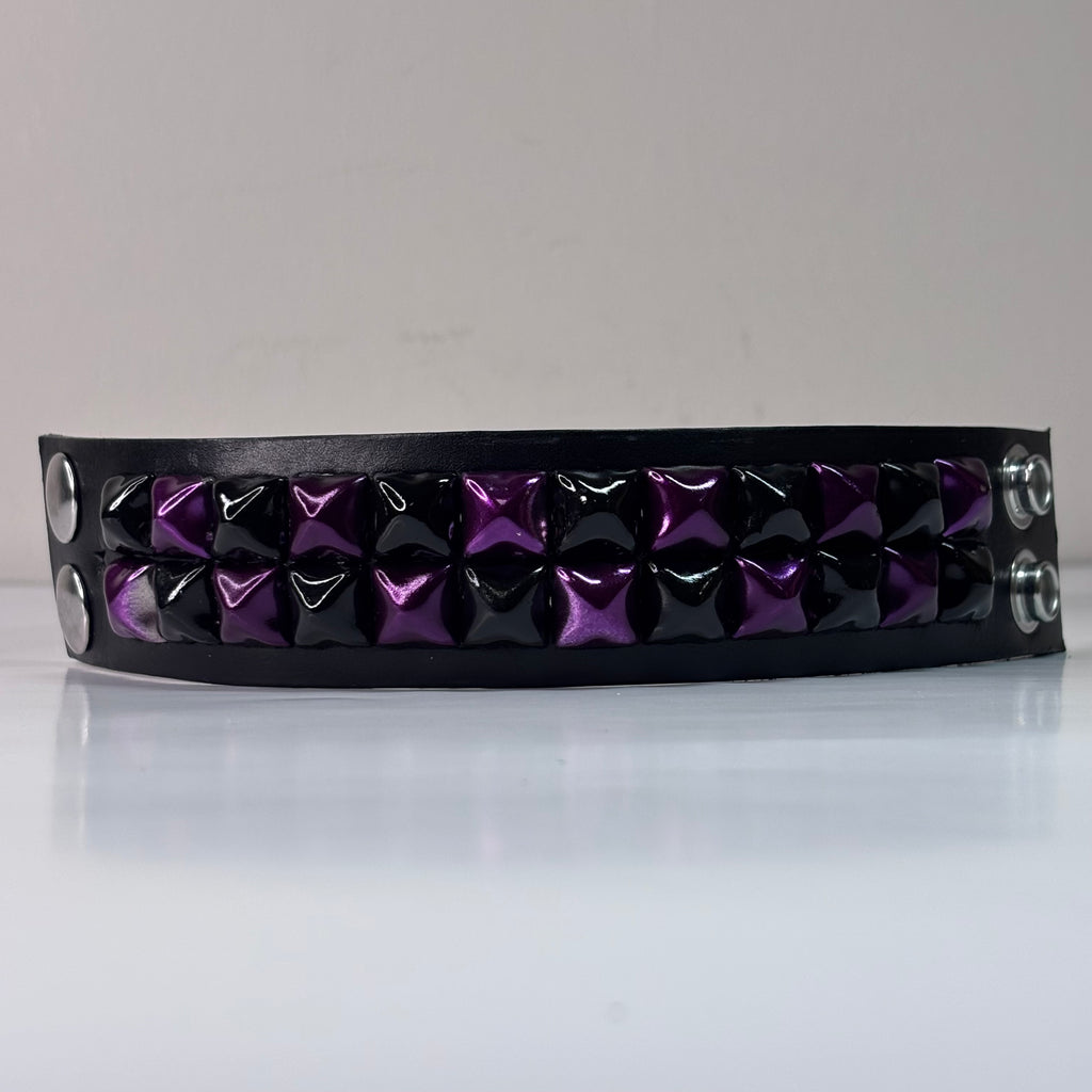 PURPLE/BLACK 2 ROW STUDDED CUFF