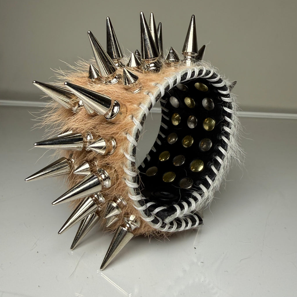 HAIR-ON COWHIDE SPIKEY CUFF