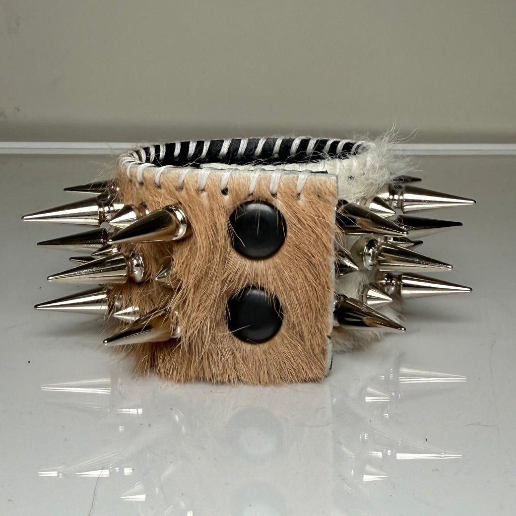 HAIR-ON COWHIDE SPIKEY CUFF
