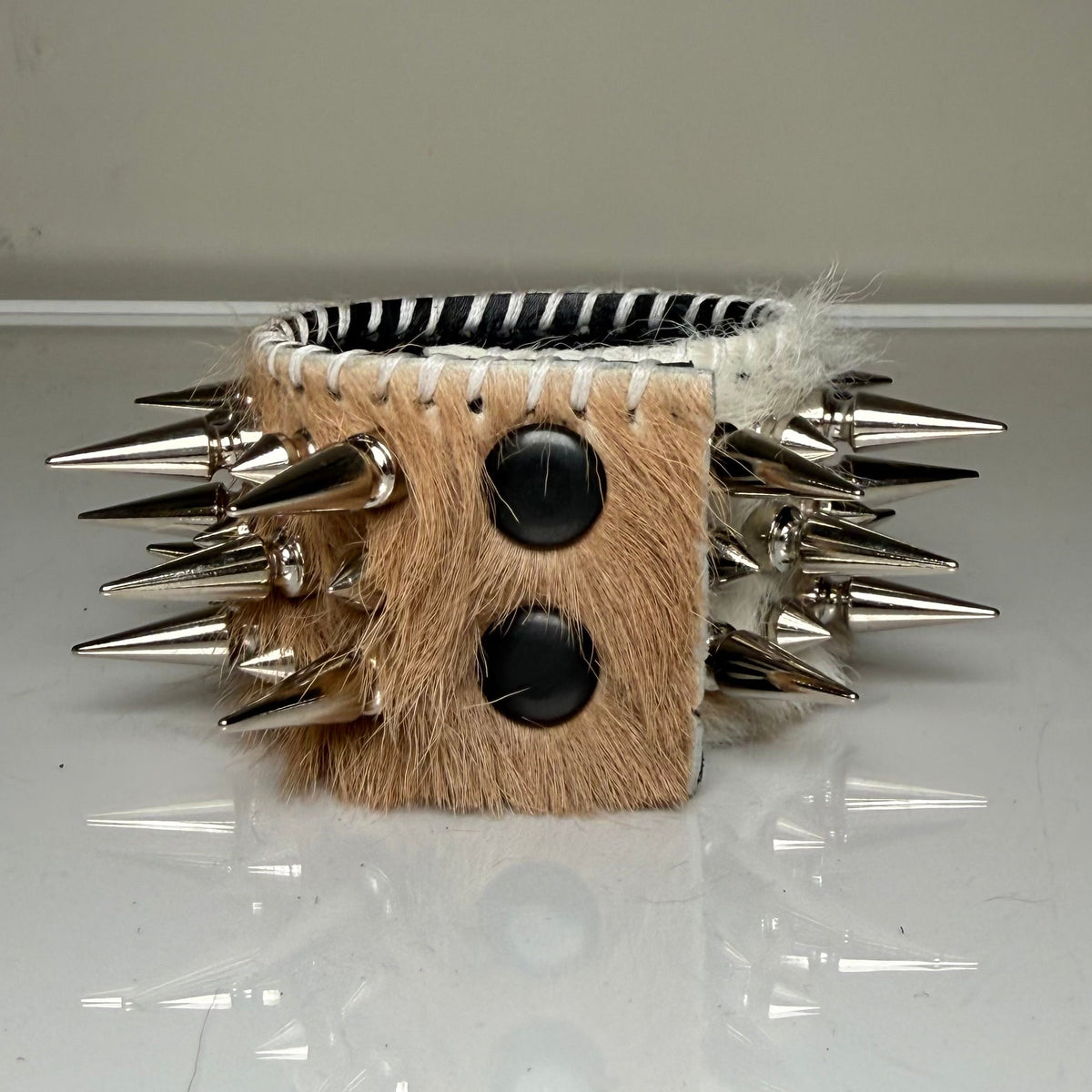 HAIR-ON COWHIDE SPIKEY CUFF