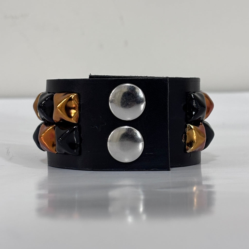 FIRE ORANGE/BLACK 2 ROW STUDDED CUFF