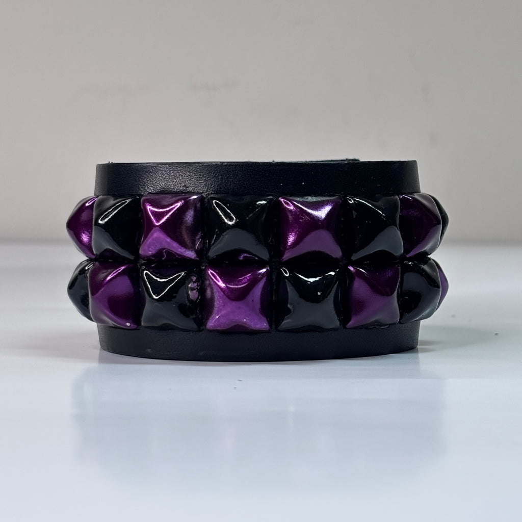 PURPLE/BLACK 2 ROW STUDDED CUFF