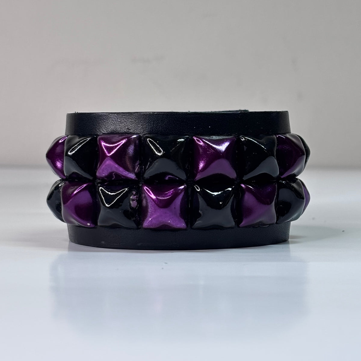 PURPLE/BLACK 2 ROW STUDDED CUFF