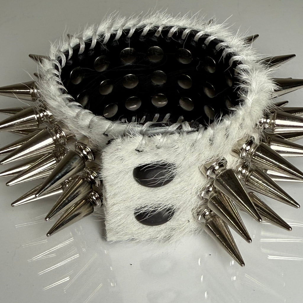 WHITE HAIR-ON HIDE SPIKEY CUFF