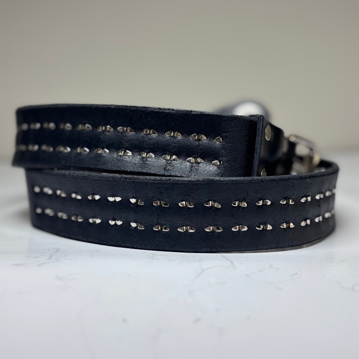 RARE METAL DECAL 2 ROW STUDDED BELT