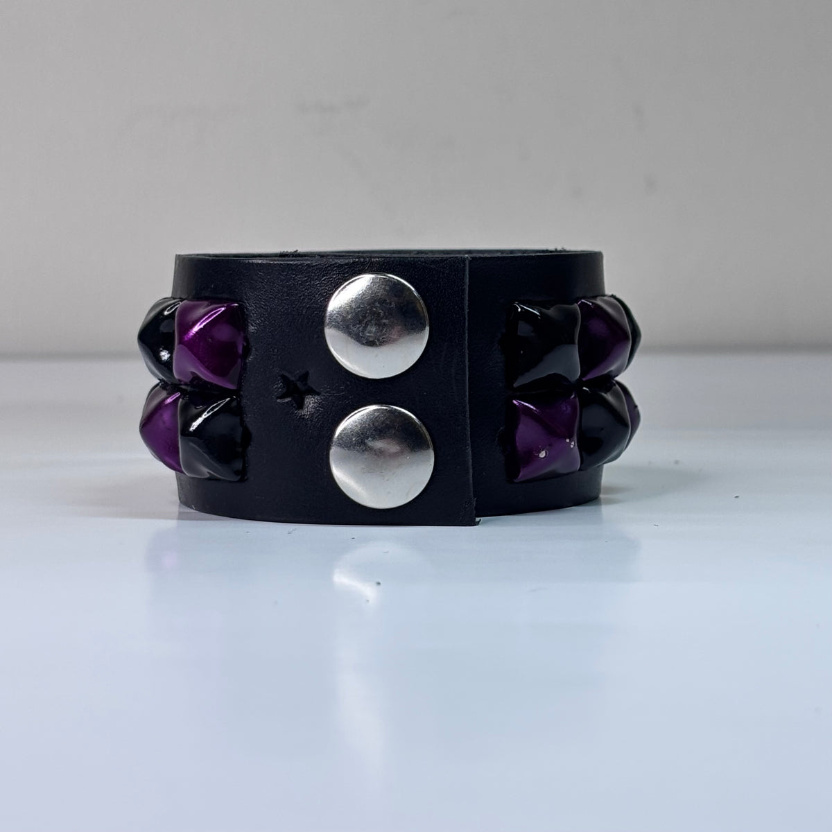 PURPLE/BLACK 2 ROW STUDDED CUFF