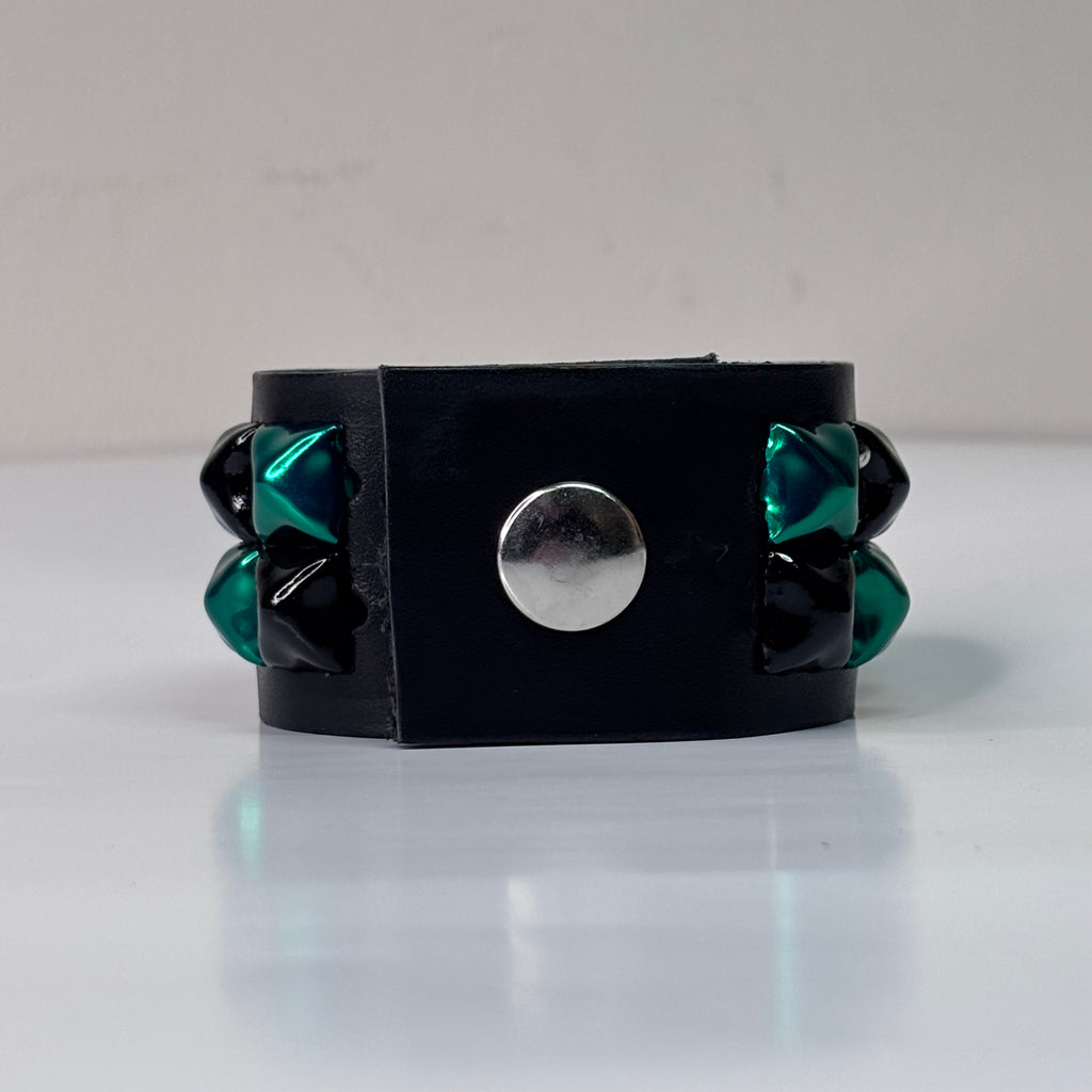 GREEN/BLACK 2 ROW STUDDED CUFF