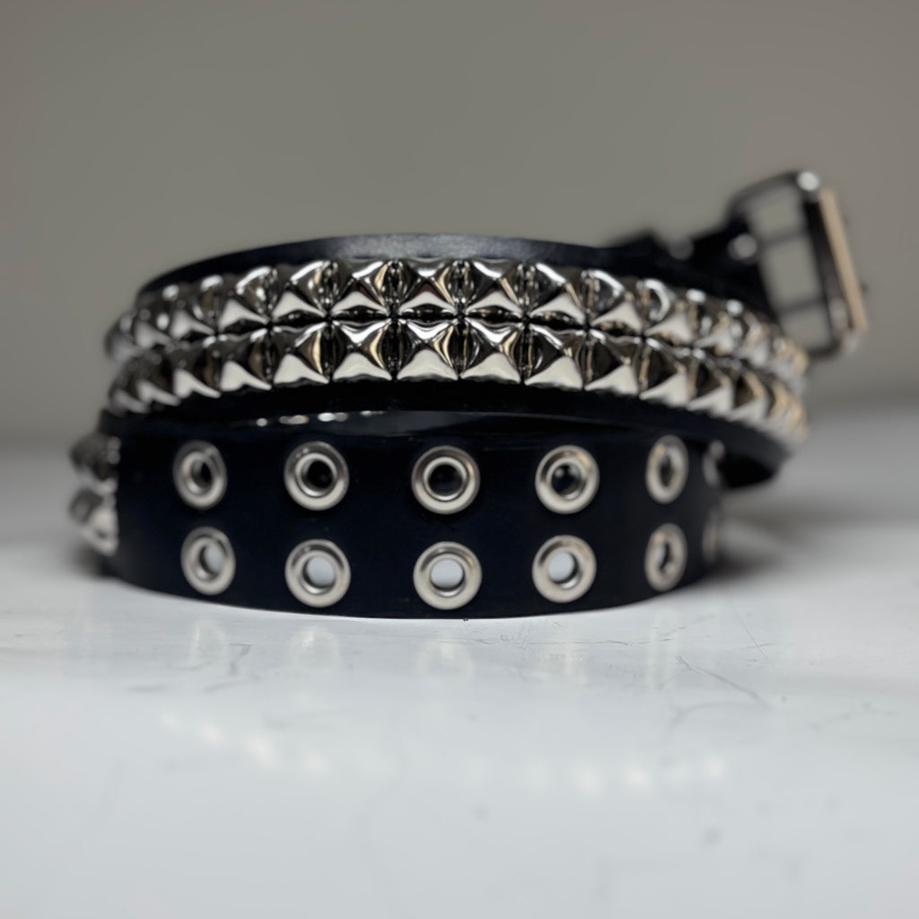 RARE METAL DECAL 2 ROW STUDDED BELT