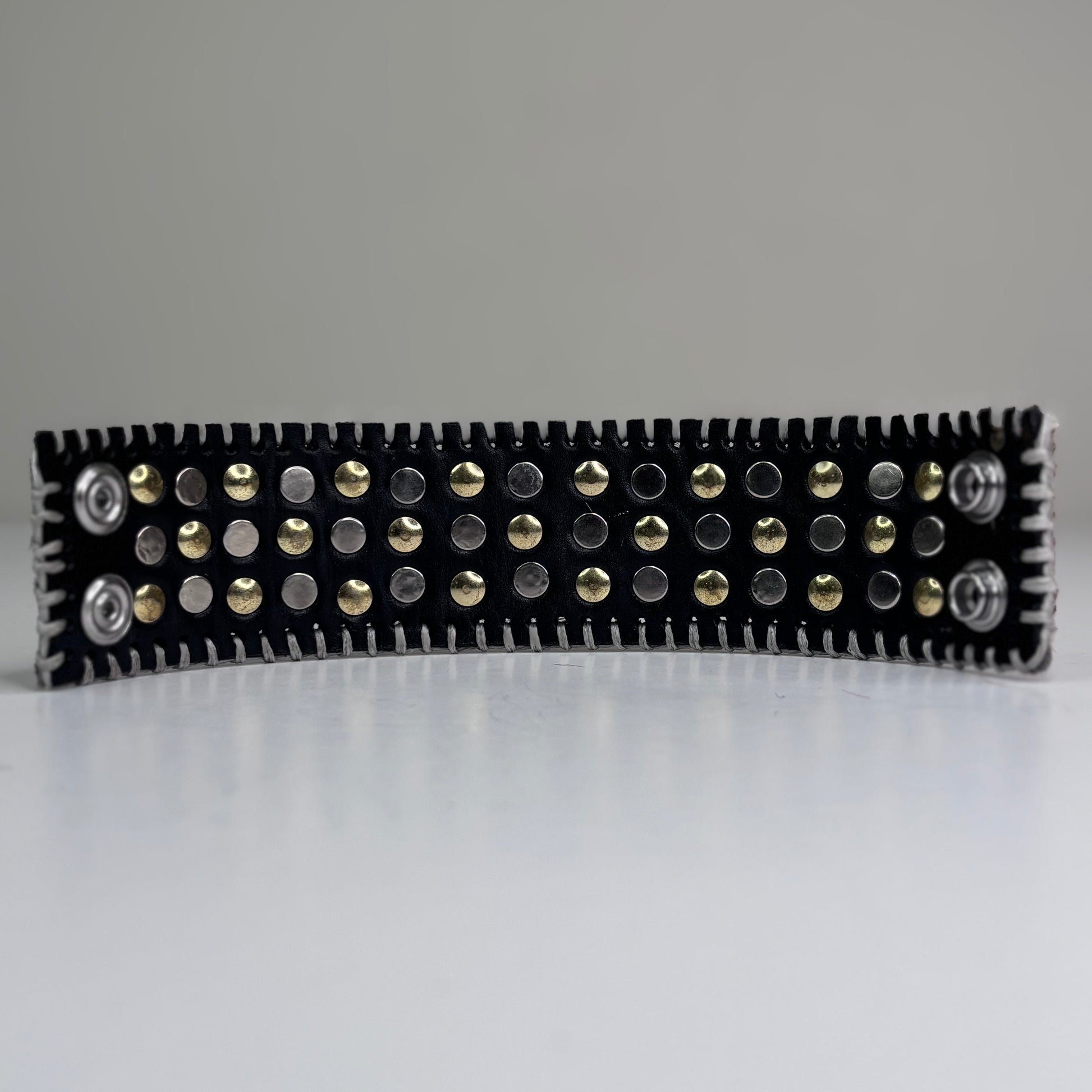 SNAKE PRINT HAIR-ON HIDE MULTI SPIKEY CUFF