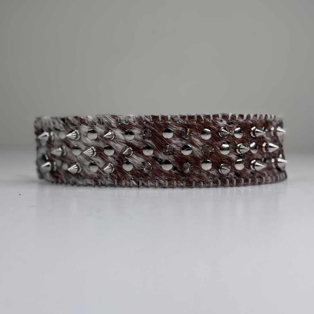 SNAKE PRINT HAIR-ON HIDE MULTI SPIKEY CUFF