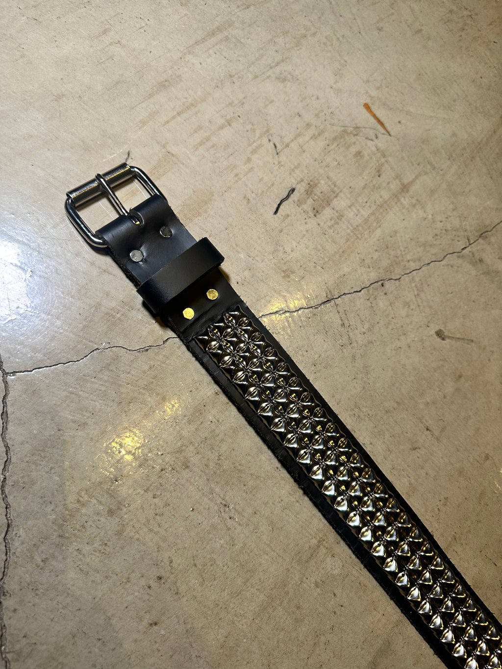 Large Handmade 3-Row Pyramid Studded belt (Single Pronged)