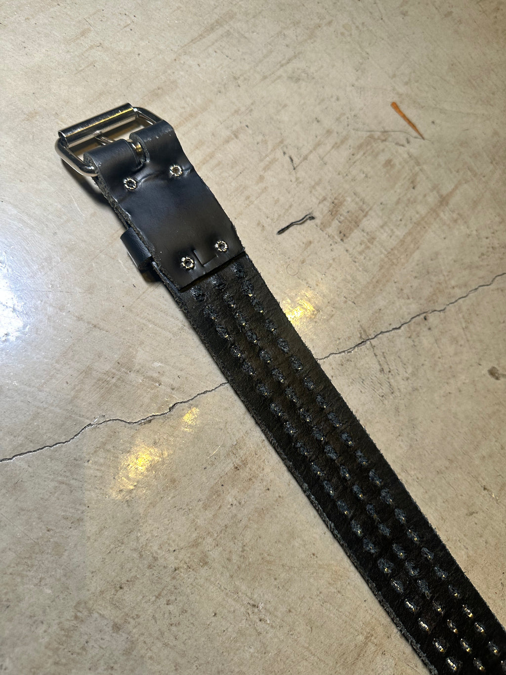 Large Handmade 3-Row Pyramid Studded belt (Single Pronged)