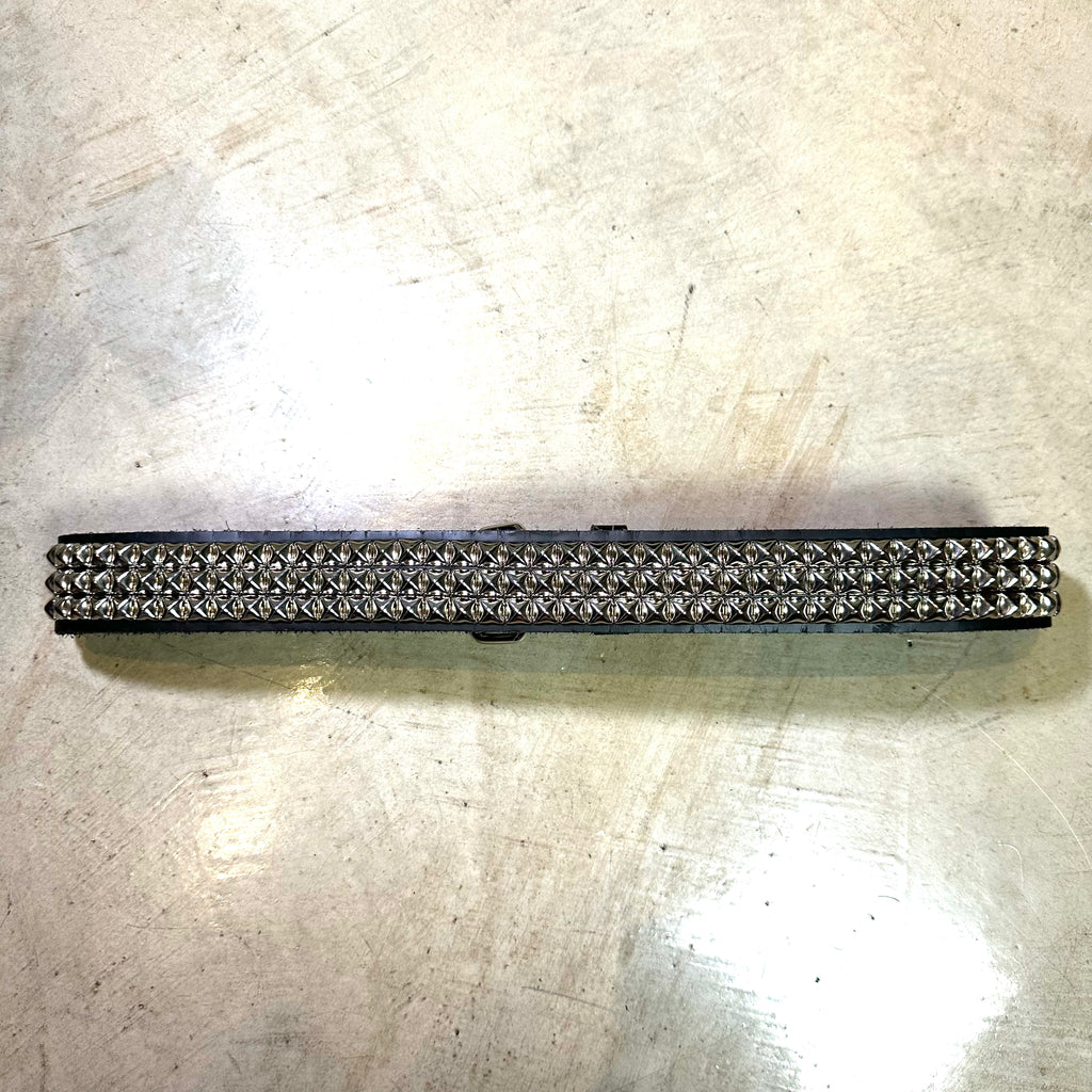 Large Handmade 3-Row Pyramid Studded Belt (Rounded Tip)