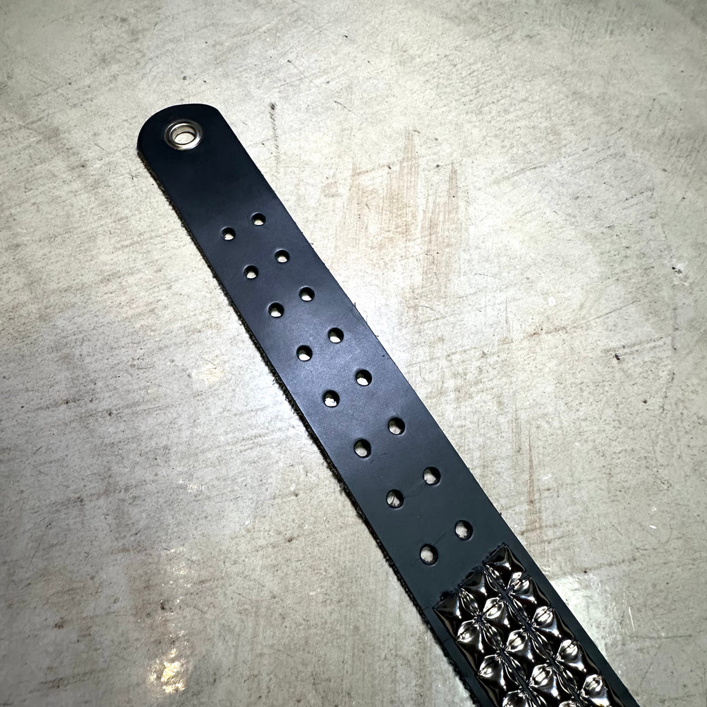 Large Handmade 3-Row Pyramid Studded Belt (Rounded Tip)
