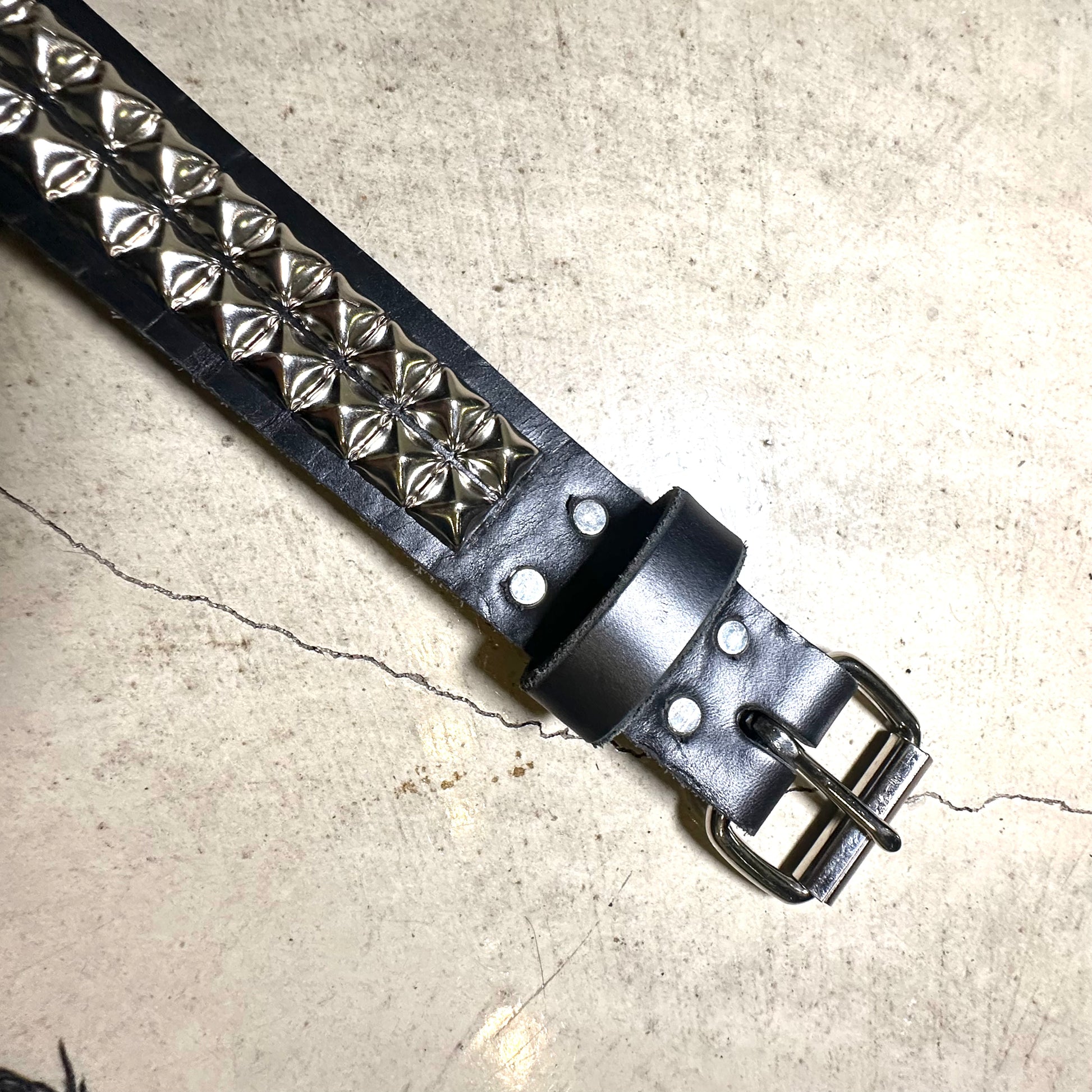 Large Handmade 2-Row Pyramid Studded Belt (Pointed Tip)