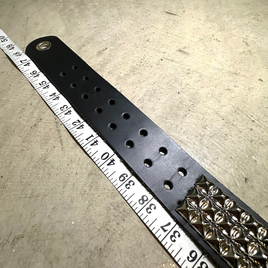 Large Handmade 3-Row Pyramid Studded Belt (Rounded Tip)